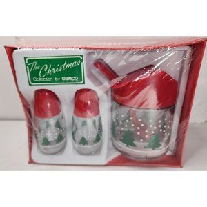 3 Piece Serving Ware By Gemco Sugar Shaker, S & P  Shakers Christmas NEW Sealed